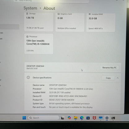 Dell G15 5530 15.6" i9-13900HX 2.2GHz 32GB RAM 1TB SSD 1TB SSD GeForce RTX 4060