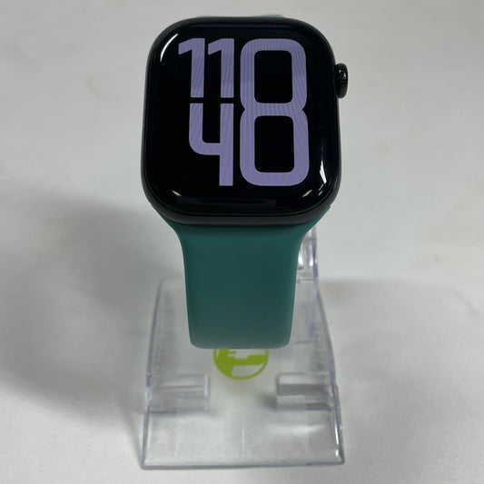 Unlocked Apple Watch Series 10 46MM Black Aluminum Green Sport Band MWY43LW/A