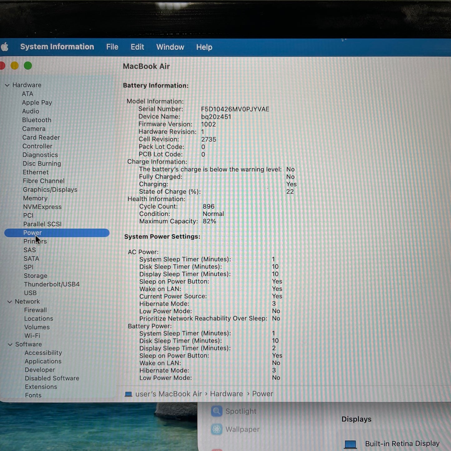 2020 Apple MacBook Air 13.3" M1 8 Core 3.2GHz 8GB RAM 256GB SSD A2337