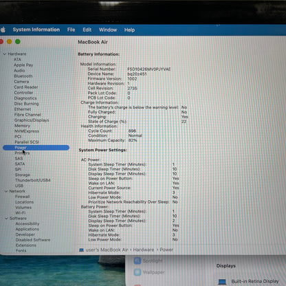 2020 Apple MacBook Air 13.3" M1 8 Core 3.2GHz 8GB RAM 256GB SSD A2337