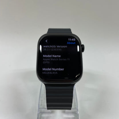 GPS Only Apple Watch Series 11 46MM Jet Black Aluminum Black Ocean Band 