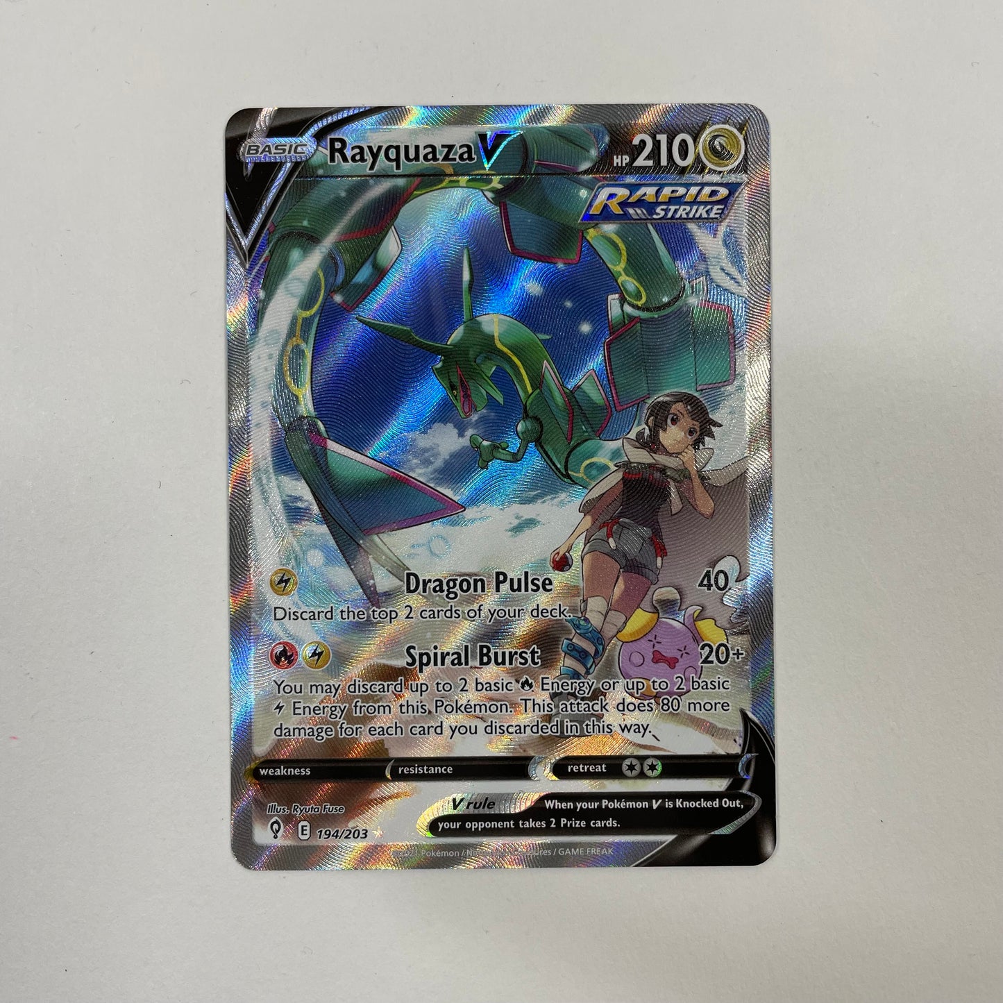 Pokémon TCG Evolving Skies Rayquaza V Alt Art 194/203 English